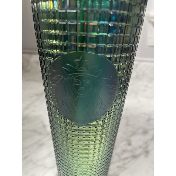 STARBUCKS - Christmas Green Holiday Tumbler Venti 24oz Cold Cup With Straw NEW - Picture 2 of 6